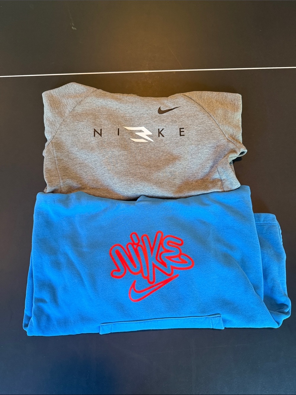 Nike Kids Grey and Blue Logo Sweatshirts with Red Accent